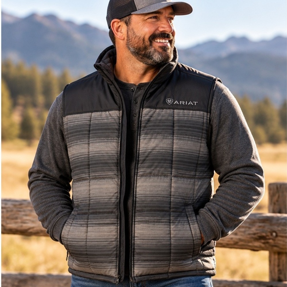 Ariat Crius Insulated Vest Mens XL Serape Black Puffer Full Zip NWT